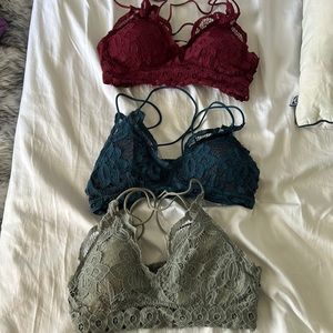 3 pink lily bralettes